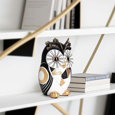 Wiresusan Owl Statue Home Decor Accents, Owl Figurines for Bookshelf Bedroom Living Office Table Indoor, Big Eyes Owls Decoration Animal Sculpture, Modern Resin Bird Figurine Gift for Women in Saudi Arabia
