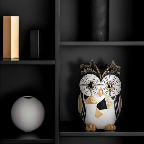Wiresusan Owl Statue Home Decor Accents, Owl Figurines for Bookshelf Bedroom Living Office Table Indoor, Big Eyes Owls Decoration Animal Sculpture, Modern Resin Bird Figurine Gift for Women in Saudi Arabia