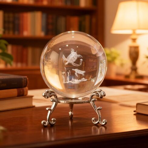 Tree of Life Crystal Ball Ornament Transparent 3D Laser Engraved Nature Theme Glass Sphere Display with Stand in Saudi Arabia