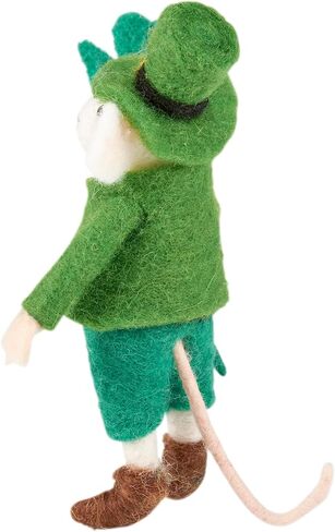 Primitives by Kathy Collectible Felt Critter - St. Patrick Mouse Holding a Shamrock in an Adorable Irish hat and Suit in Saudi Arabia