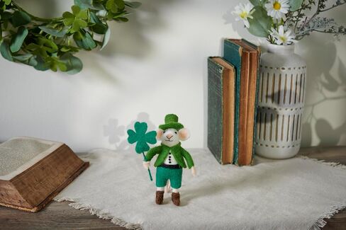 Primitives by Kathy Collectible Felt Critter - St. Patrick Mouse Holding a Shamrock in an Adorable Irish hat and Suit in Saudi Arabia