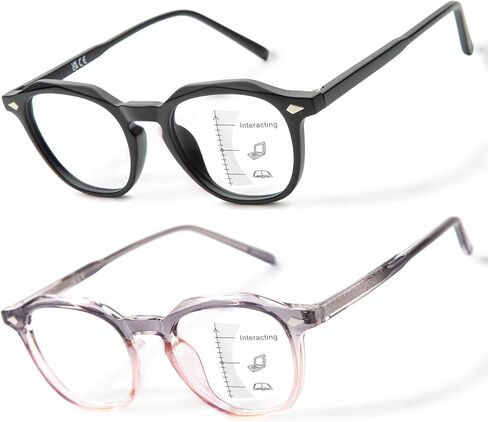 نظارات القراءة متعددة التركيز من JO، عبوة من قطعتين للنساء والرجال للجنسين، قارئ تقدمي متعدد البؤر، مادة خفيفة للغاية in Kuwait