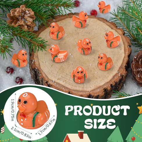 Foilswirl 50 Pcs Christmas Mini Resin Gingerbread Ducks Tiny Ducks Figurine Miniature Animals Figures Christmas Gingerbread Decoration for Home Ornament Accessories in Saudi Arabia