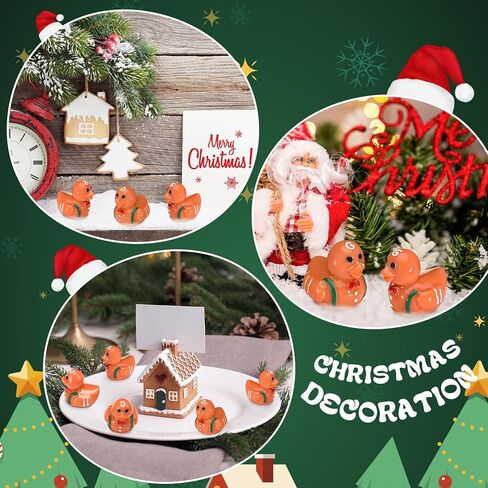 Foilswirl 50 Pcs Christmas Mini Resin Gingerbread Ducks Tiny Ducks Figurine Miniature Animals Figures Christmas Gingerbread Decoration for Home Ornament Accessories in Saudi Arabia
