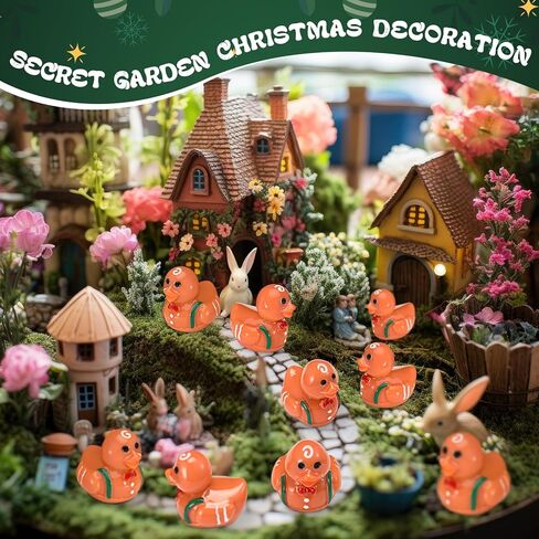 Foilswirl 50 Pcs Christmas Mini Resin Gingerbread Ducks Tiny Ducks Figurine Miniature Animals Figures Christmas Gingerbread Decoration for Home Ornament Accessories in Saudi Arabia
