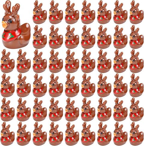 Foilswirl 50 Pcs Christmas Mini Resin Gingerbread Ducks Tiny Ducks Figurine Miniature Animals Figures Christmas Gingerbread Decoration for Home Ornament Accessories in Saudi Arabia