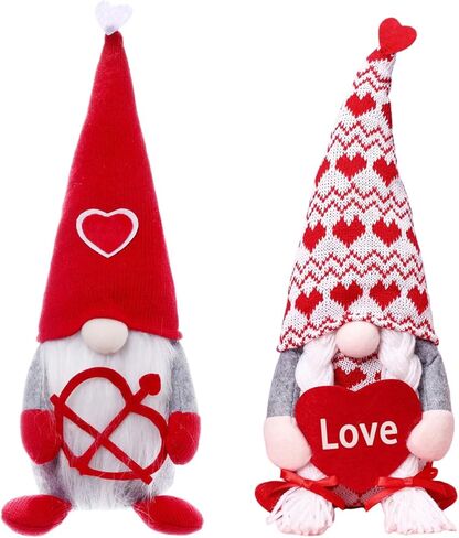 قطعتان من زينة عيد الحب جنوم القطيفة، قلب جنوم الحب لعيد الحب، هدايا ديكور جنوم عيد الحب لديكور طاولة المنزل الداخلي in Kuwait