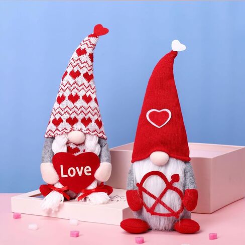 قطعتان من زينة عيد الحب جنوم القطيفة، قلب جنوم الحب لعيد الحب، هدايا ديكور جنوم عيد الحب لديكور طاولة المنزل الداخلي in Kuwait