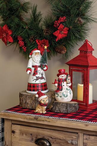 Enesco Jim Shore Heartwood Creek Highland Glen Snowman يرتدي قبعة حمراء، مقاس 6.25 بوصة، متعدد الألوان in Saudi Arabia