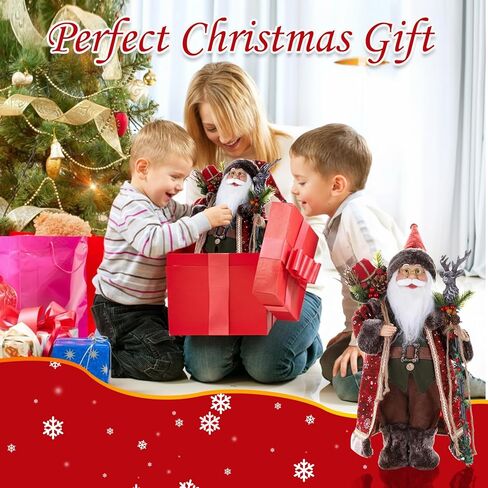 BEAUTLOHAS. 18" Santa Claus Figurine, Christmas Decorations, Standing Santa Claus Hold Deer Head Cane and Sack for Xmas Indoor Home Decoration Gift Party Table Shelf Ornament in Saudi Arabia