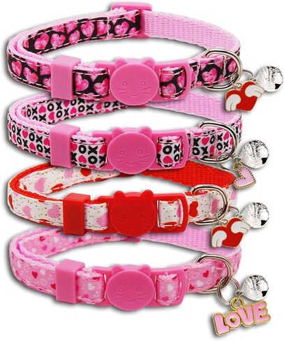 Valentine Holiday Cat Collar with Bell, 3 Pack Breakaway Kitty Kitten Heart Collar for Boys Girls Male Females in Kuwait