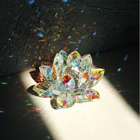 Colorful Crystal Figurine Glass Flower Ornament for Home & Office Decor (Transparent Decorative Accent) in Saudi Arabia