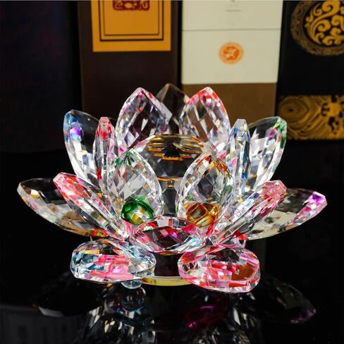 Colorful Crystal Figurine Glass Flower Ornament for Home & Office Decor (Transparent Decorative Accent) in Saudi Arabia