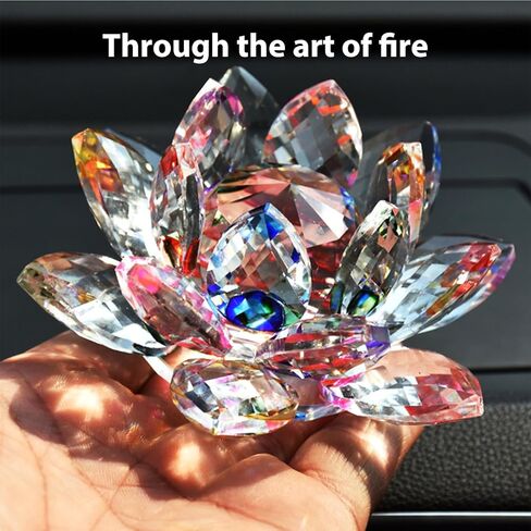 Colorful Crystal Figurine Glass Flower Ornament for Home & Office Decor (Transparent Decorative Accent) in Saudi Arabia