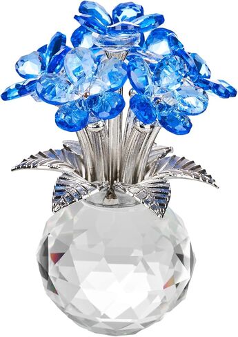 XLSJGYP Crystal Pink Rose Flower Glass Flowers Decoration Birthday Gifts for Women Girl Wife Girlfriend Daughter Ornament Bouquet Collectible for Valentine's Day Wedding (Pink Rose 02) in Saudi Arabia