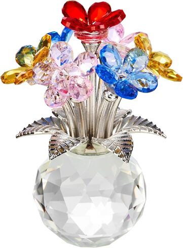 XLSJGYP Crystal Pink Rose Flower Glass Flowers Decoration Birthday Gifts for Women Girl Wife Girlfriend Daughter Ornament Bouquet Collectible for Valentine's Day Wedding (Pink Rose 02) in Saudi Arabia
