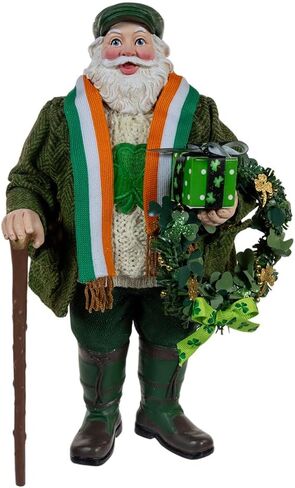 Kurt Adler 10.5-inch Fabriché™ Musical Irish Santa with Wreath in Saudi Arabia
