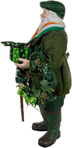 Kurt Adler 10.5-inch Fabriché™ Musical Irish Santa with Wreath in Saudi Arabia