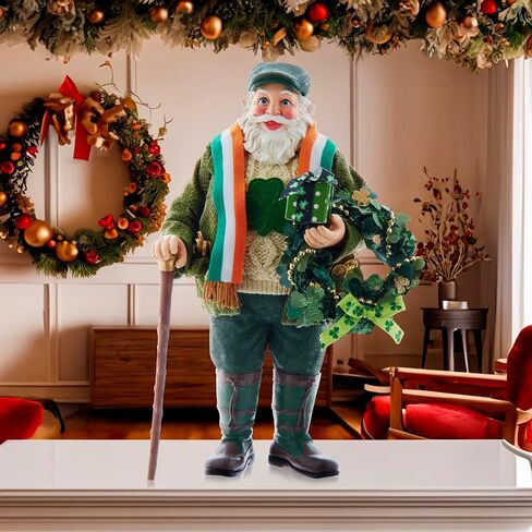 Kurt Adler 10.5-inch Fabriché™ Musical Irish Santa with Wreath in Saudi Arabia