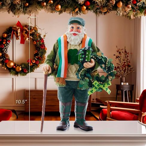Kurt Adler 10.5-inch Fabriché™ Musical Irish Santa with Wreath in Saudi Arabia
