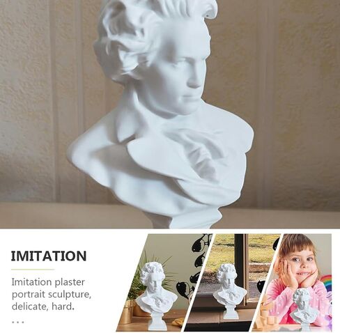 Garneck 1pc Bust Masculine Decor Greek Bust Greek Decor Mini Greek Statues Music Composers Statues Beethoven Bust Statue Art Decor Sketch Sculpture Famous Sculpture Plaster Plaster White in Saudi Arabia