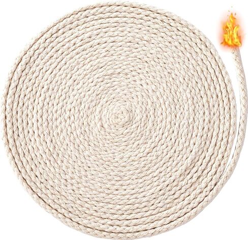 164 Ft 1/8in Diameter Oil Lamp Wicks, Round Cotton Lamp Wicks Burner, Braided Candle Replacement Wicks for Alcohol Kerosene Lamp Torches Lantern- Beige in Kuwait