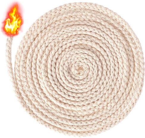 164 Ft 1/8in Diameter Oil Lamp Wicks, Round Cotton Lamp Wicks Burner, Braided Candle Replacement Wicks for Alcohol Kerosene Lamp Torches Lantern- Beige in Kuwait
