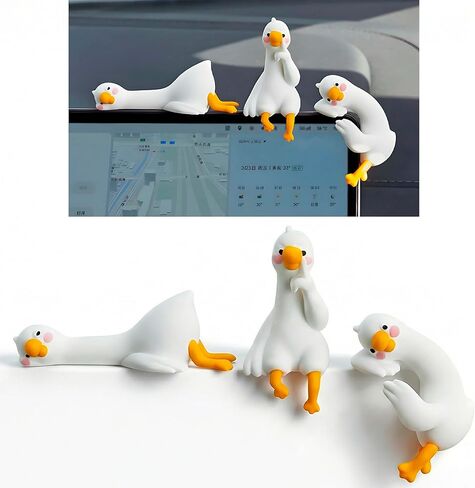 Budifyx 3Pcs So Tired Lazy Duck Mini Desk Ornaments, Resin Goose Figurines for Computer Monitor & Car Dashboard Decor, Cute Office Accessories & Gifts, Funny Duck Statue for Home Vehicle Screen in Saudi Arabia