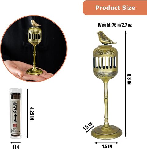 Oriental Sparrow Incense Burner Holder for Coil Incense/Incense Cones- Ancient Bronze Alloy Incense Burner Artwork with Yoga Meditation Home Office Decor in Saudi Arabia