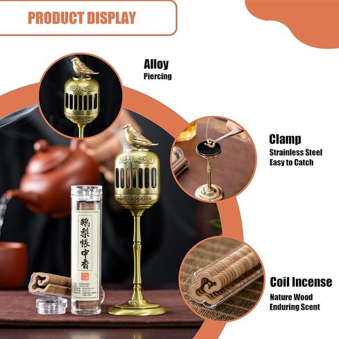 Oriental Sparrow Incense Burner Holder for Coil Incense/Incense Cones- Ancient Bronze Alloy Incense Burner Artwork with Yoga Meditation Home Office Decor in Saudi Arabia