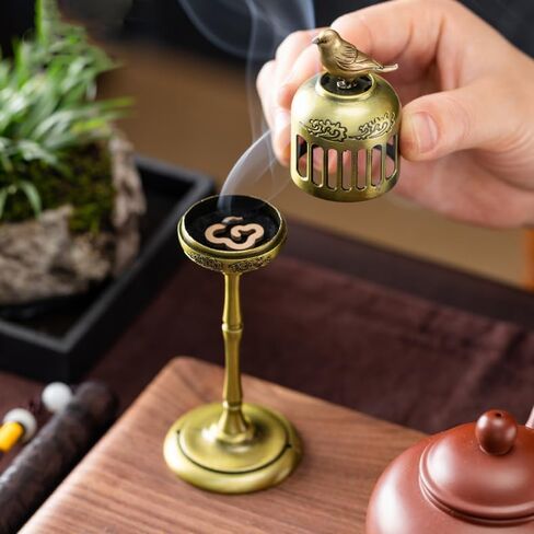 Oriental Sparrow Incense Burner Holder for Coil Incense/Incense Cones- Ancient Bronze Alloy Incense Burner Artwork with Yoga Meditation Home Office Decor in Saudi Arabia