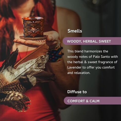 Palo Santo & Lavender Smokeless Incense Bricks & Flower of Life Burner | 2x9 Bricks | Aromatherapy | Essential Oils Based | Natural Air fresheners for Home | Spiritual Smudging Meditation Accessories in Saudi Arabia