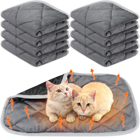 8 Pack Self Heating Cat Mat Self Warming Cat Bed 20"x16" Extra Warm Thermal Pet Bed Mat Reflects Body Heat Washable Dog Crate Pad for Indoor Outdoor Pets(Gray) in Kuwait