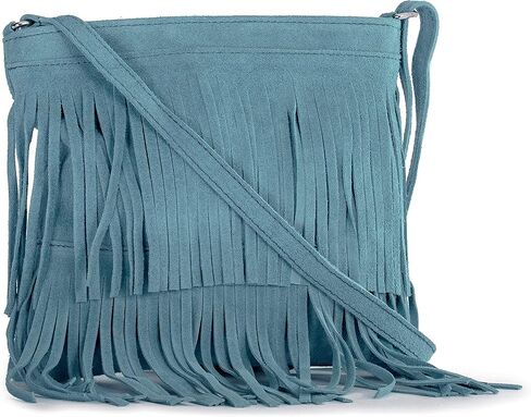 حقيبة يد Liatalia Womens Fringe - جلدية من جلد الغزال الإيطالي الحقيقي - حقيبة الكتف Effect Effect بحجم متوسط - آشلي in Saudi Arabia