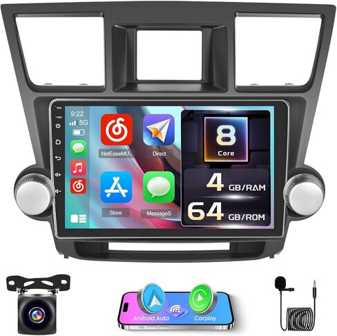 2+64GB Inefala for Toyota Highlander 2009-2014 Android Car Stereo with Wireless Carplay Android Auto, 10.1 Inch HD Touchscreen with WiFi GPS FM/RDS Radio EQ SWC 26UI Backup Camera MIC in Saudi Arabia