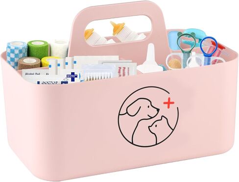 Dog Storage Organizer for Pet Nursing Supplies,Portable Caddy Organizer for Pet Stuff,Divided Storage Bin for Dog Cat Feeding Bottle/Pet Pill Shooter/Whelping Kit-Bathroom,Countertop Storage in Kuwait
