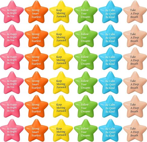 36 أجهزة كمبيوتر محفزة كرات الإجهاد التحفيزية اقتباسات ملونة ملونة ملونة كرات الرغوة يدوية هدايا الإجهاد الإجهاد لمكتب ألعاب القلق الصغيرة للإغاثة المحفزة (النجمة) in Kuwait