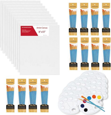72 Pcs Painting Brush Palette Set, 60 Pcs Paint Brushes with 12 Pcs Palettes for Kids or Adults to Create Art Paint Oil Watercolor in Kuwait