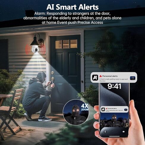 Light Bulb Security Camera, 2.4G/5GHz WiFi 2K Security Cameras Wireless Outdoor Indoor,Bulb Cameras for Home Security,AI Motion Detection,One-Tap Call 911,US Based Cloud,2 Way Talk,Color Night Vision in Saudi Arabia