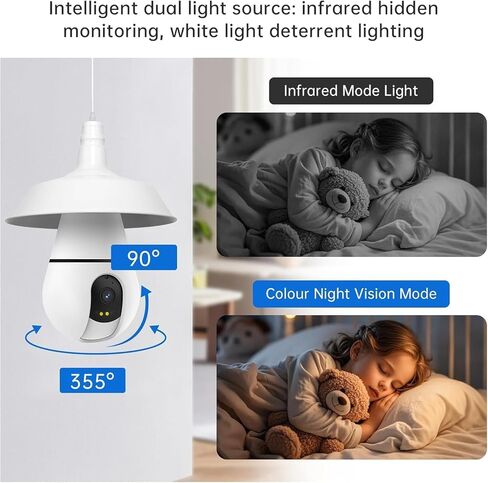 Light Bulb Security Camera, 2.4G/5GHz WiFi 2K Security Cameras Wireless Outdoor Indoor,Bulb Cameras for Home Security,AI Motion Detection,One-Tap Call 911,US Based Cloud,2 Way Talk,Color Night Vision in Saudi Arabia
