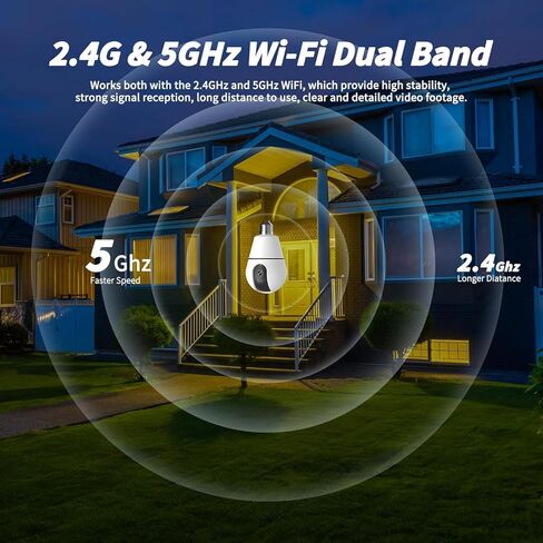 Light Bulb Security Camera, 2.4G/5GHz WiFi 2K Security Cameras Wireless Outdoor Indoor,Bulb Cameras for Home Security,AI Motion Detection,One-Tap Call 911,US Based Cloud,2 Way Talk,Color Night Vision in Saudi Arabia
