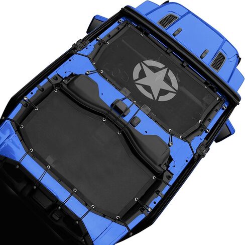 Top Sun Shade Roof Compatible with Wrangler JL 4 Door 2024 Sunshade Sunroof Bikini Cover Blocks UV Wind Noise Black Mesh for Front and Rear 2 pcs (Flag, 4 Door) in Kuwait