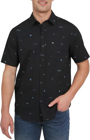 Quiksilver Men's Premium Soft Cotton Short Sleeve Button Down Woven Shirt in Saudi Arabia