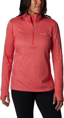 Columbia Women's Park View Grid Fleece Half Zip, Cirrus Grey, 1X Plus in Saudi Arabia