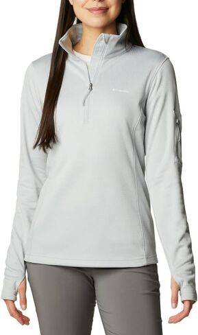 Columbia Women's Park View Grid Fleece Half Zip, Cirrus Grey, 1X Plus in Saudi Arabia