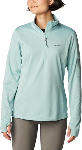Columbia Women's Park View Grid Fleece Half Zip, Cirrus Grey, 1X Plus in Saudi Arabia