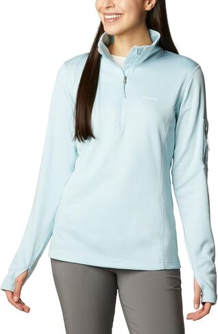 Columbia Women's Park View Grid Fleece Half Zip, Cirrus Grey, 1X Plus in Saudi Arabia