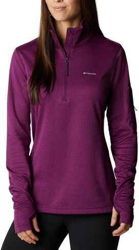 Columbia Women's Park View Grid Fleece Half Zip, Cirrus Grey, 1X Plus in Saudi Arabia