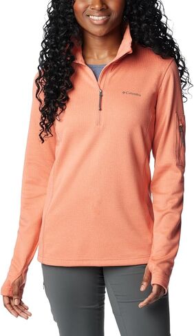 Columbia Women's Park View Grid Fleece Half Zip, Cirrus Grey, 1X Plus in Saudi Arabia