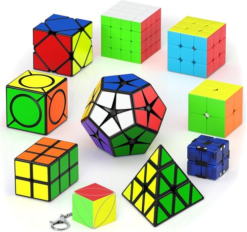 Vdealen Speed Cube Set, Magic Cube Bundle of 2x2 3x3 4x4 Pyramid Skewb Ivy Dino Windmill Puzzle Cube Pack, Christmas Birthday Party Toy Gifts for Kids Teens Adults (8 Pack) in Kuwait